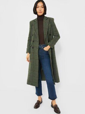 Emerson Fry Julius Long Coat in Green Plaid
